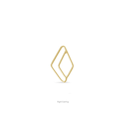 right single 14K gold open diamond stud earring