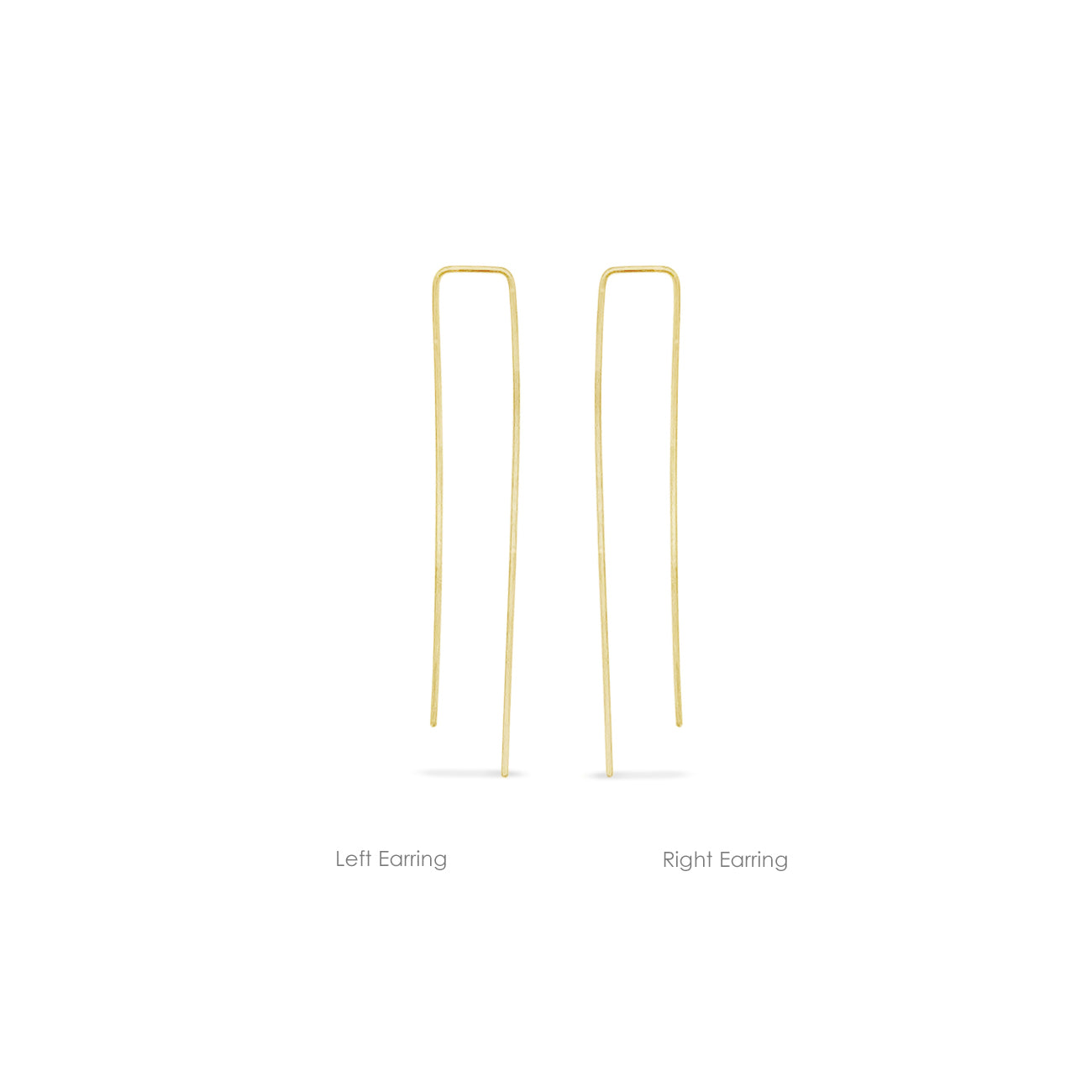 yellow gold open rectangle hoop single earrings