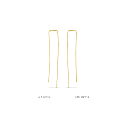 yellow gold open rectangle hoop single earrings