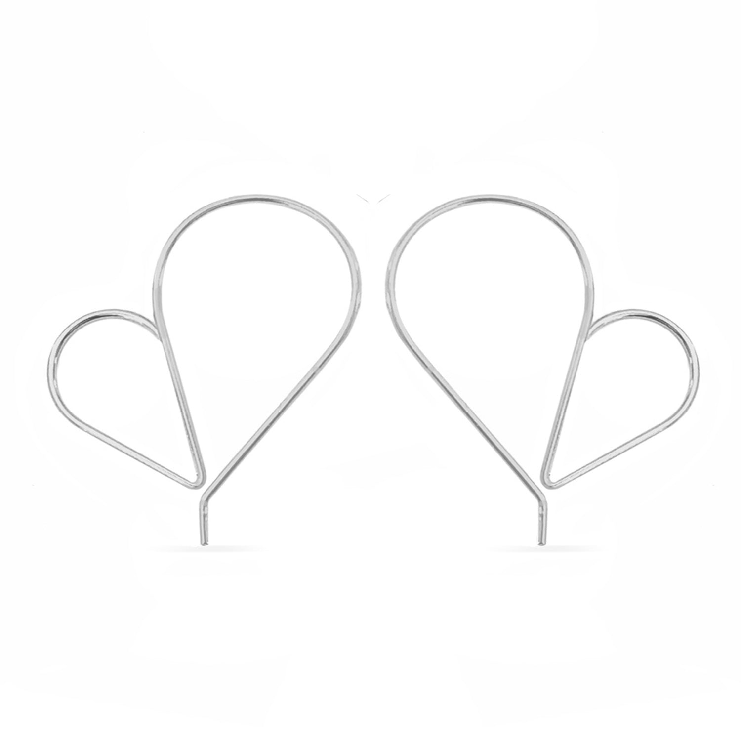 silver heart wire earrings