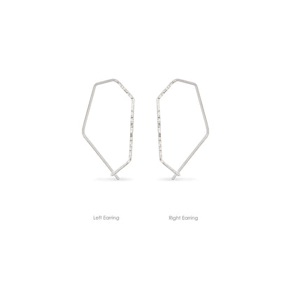 left and right hexagon wire hoop earrings
