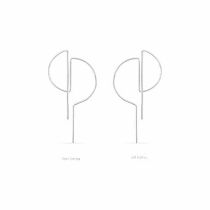 right and left d hoop earrings in white gold