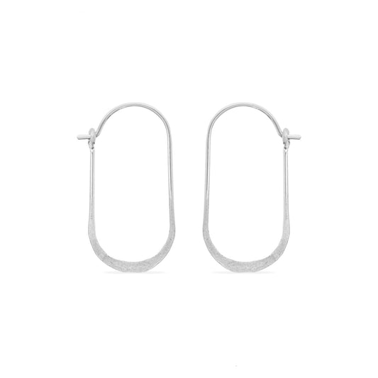 sterling silver oval wire hoop earrings