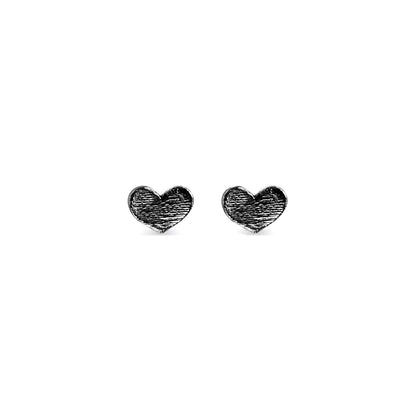 Black tiny heart stud earrings for everyday wear