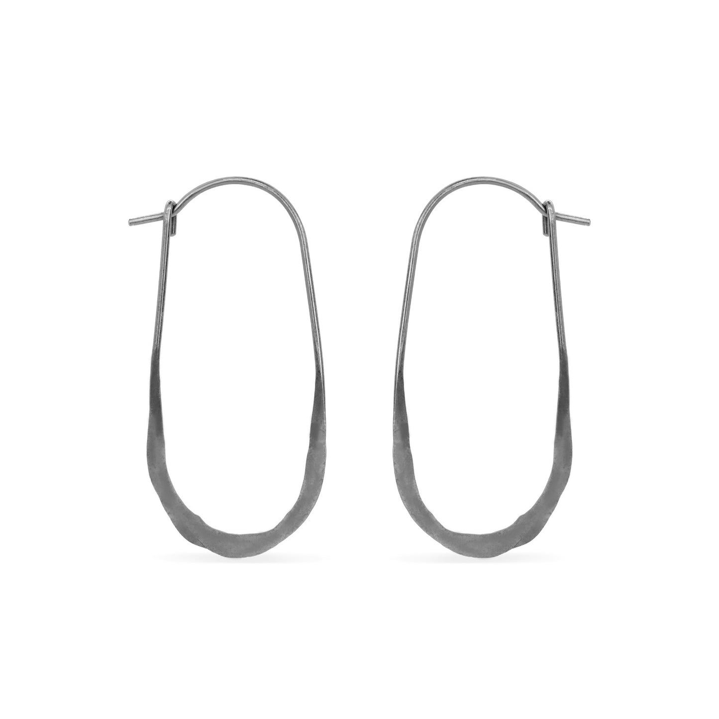 Black oval wire hoop earrings