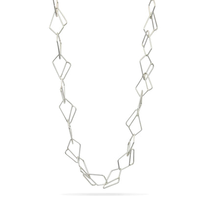 Diamond silver chain link necklace