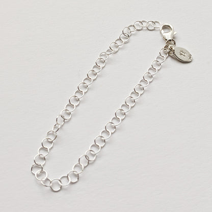 Round silver cable chain extender with clasp