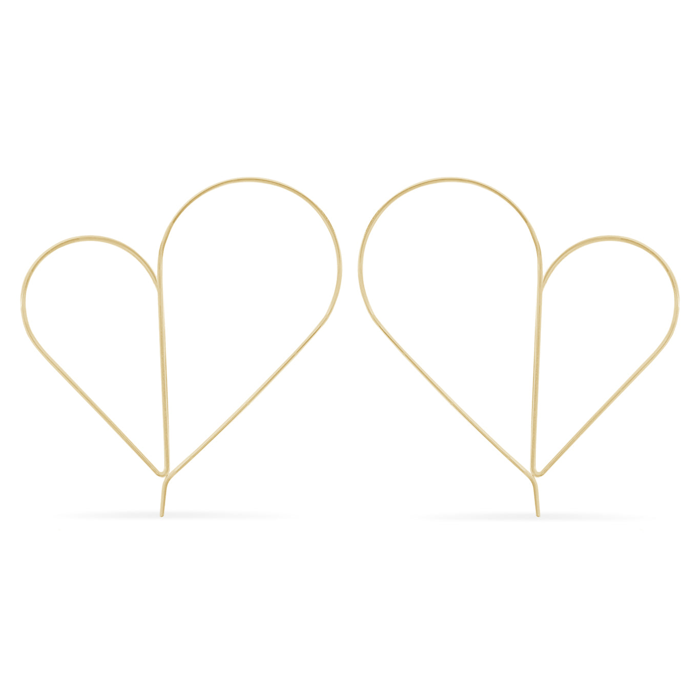 14K gold heart threader hoop earrings