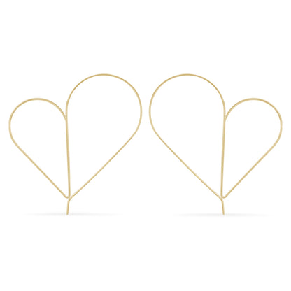 14K gold heart threader hoop earrings