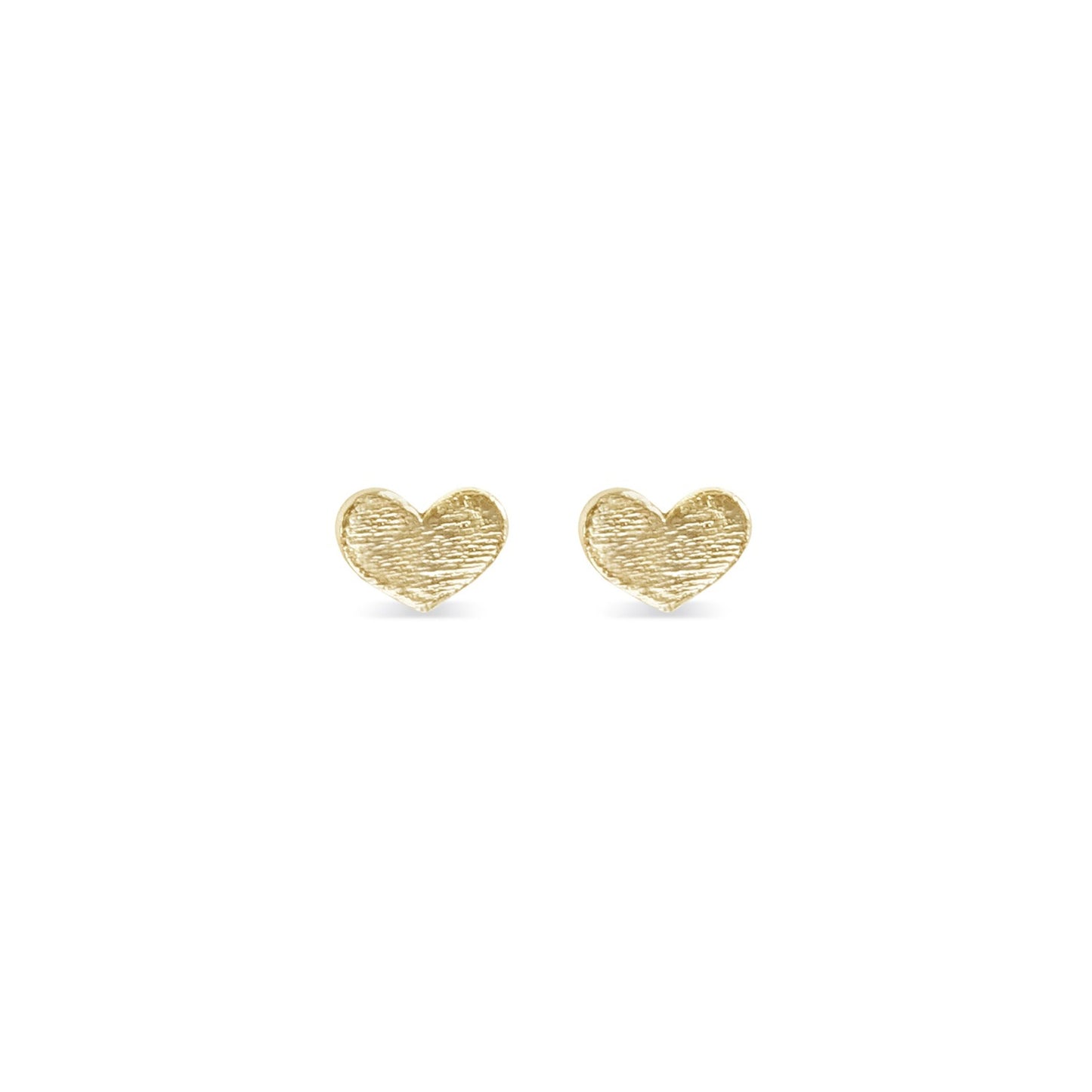 Tiny heart post earrings in 14K gold with texture
