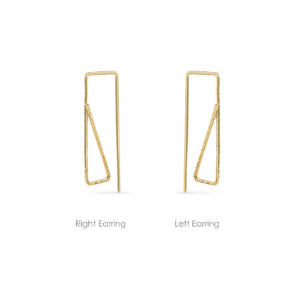 Small single left and right pull through hoops in gold