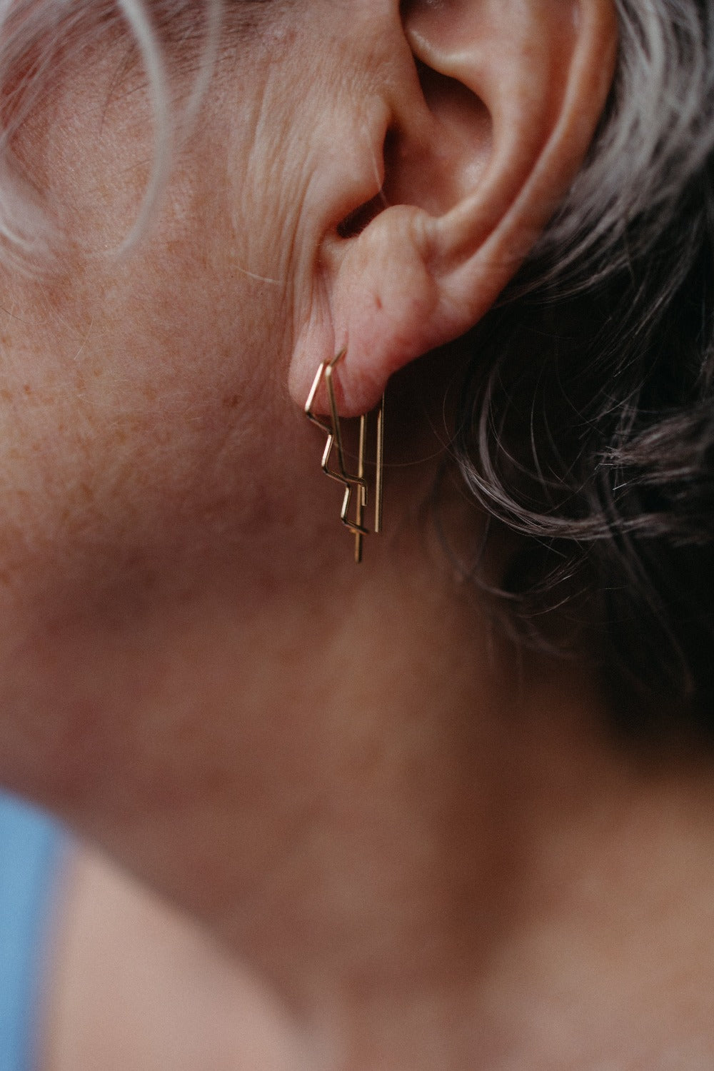 Stacked hoop earrings in 14K gold