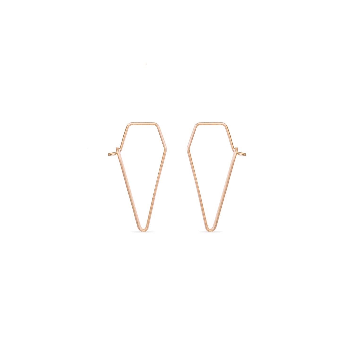 triangle rose gold delicate wire hoop earring