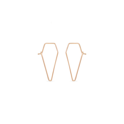 triangle rose gold delicate wire hoop earring
