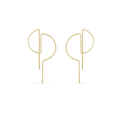 A pair of double D shaped micro hoop earring in 14K yellow gold