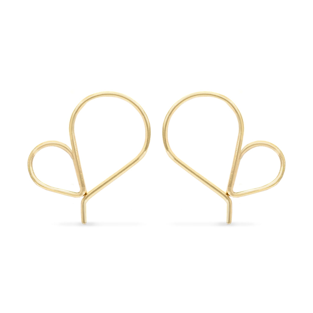 Dainty threader heart hoop earrings in gold
