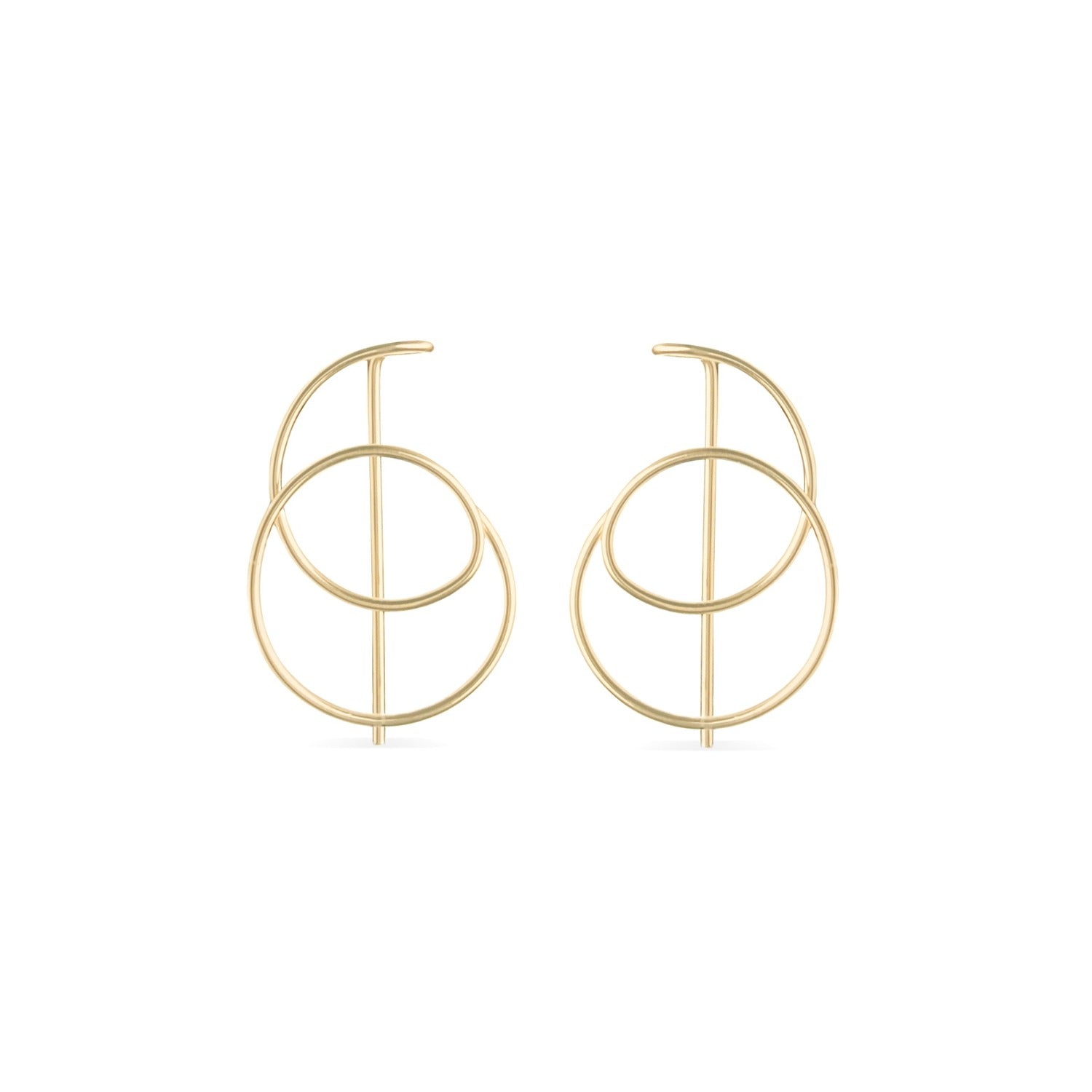 14K gold spiral hoop threader earrings