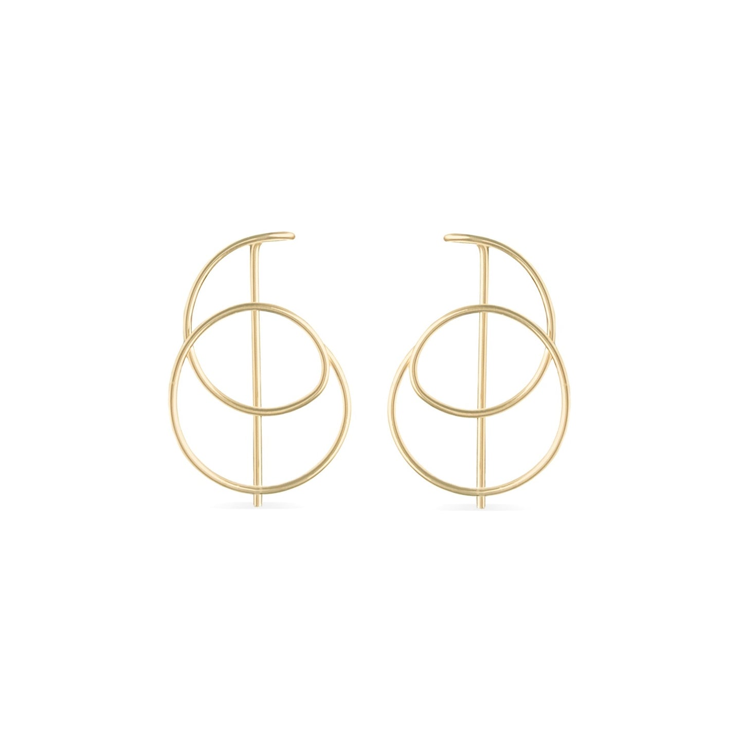 14K gold spiral hoop threader earrings