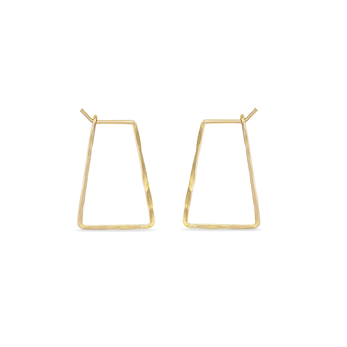14K gold delicate trapezoid hoop earrings