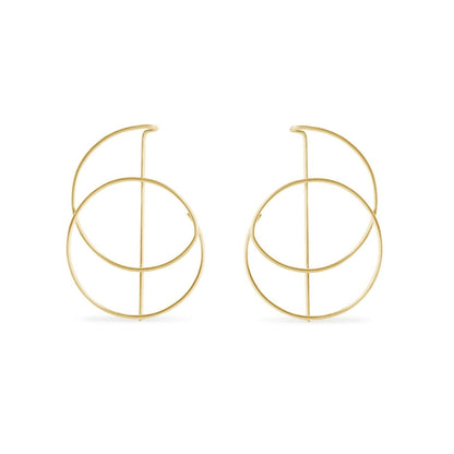 14K Gold circular spiral hoop earrings