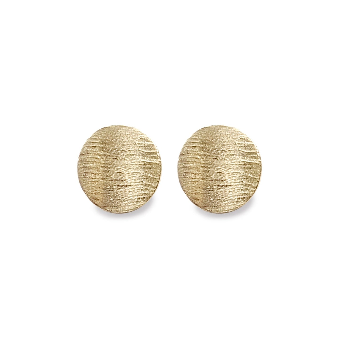 14K gold large round curved disc statement earrings