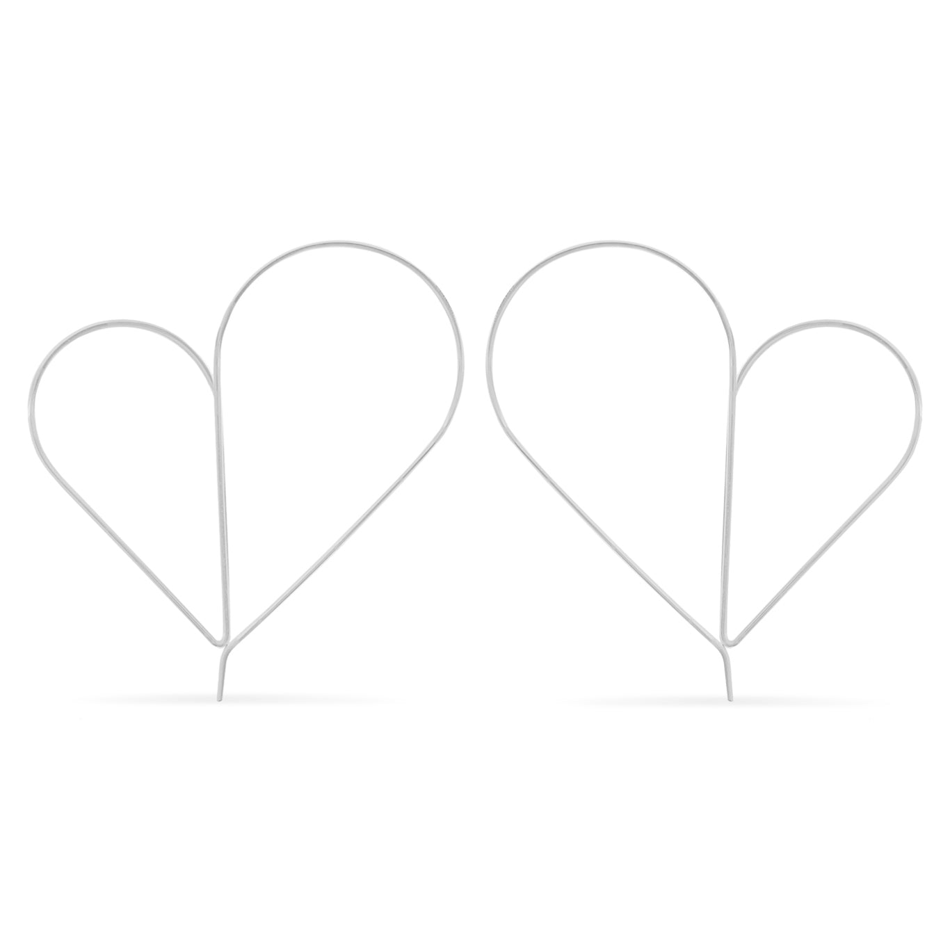 Delicate wire heart hoop earrings in silver