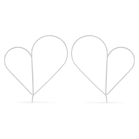 Delicate wire heart hoop earrings in silver