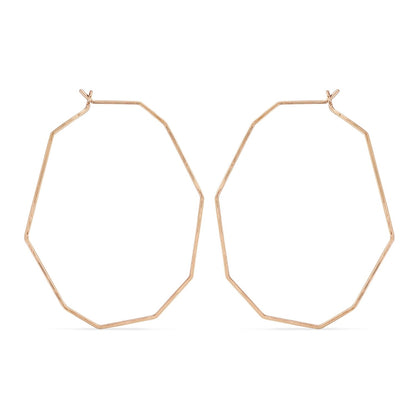 14K rose gold geometric hoops for everyday wear