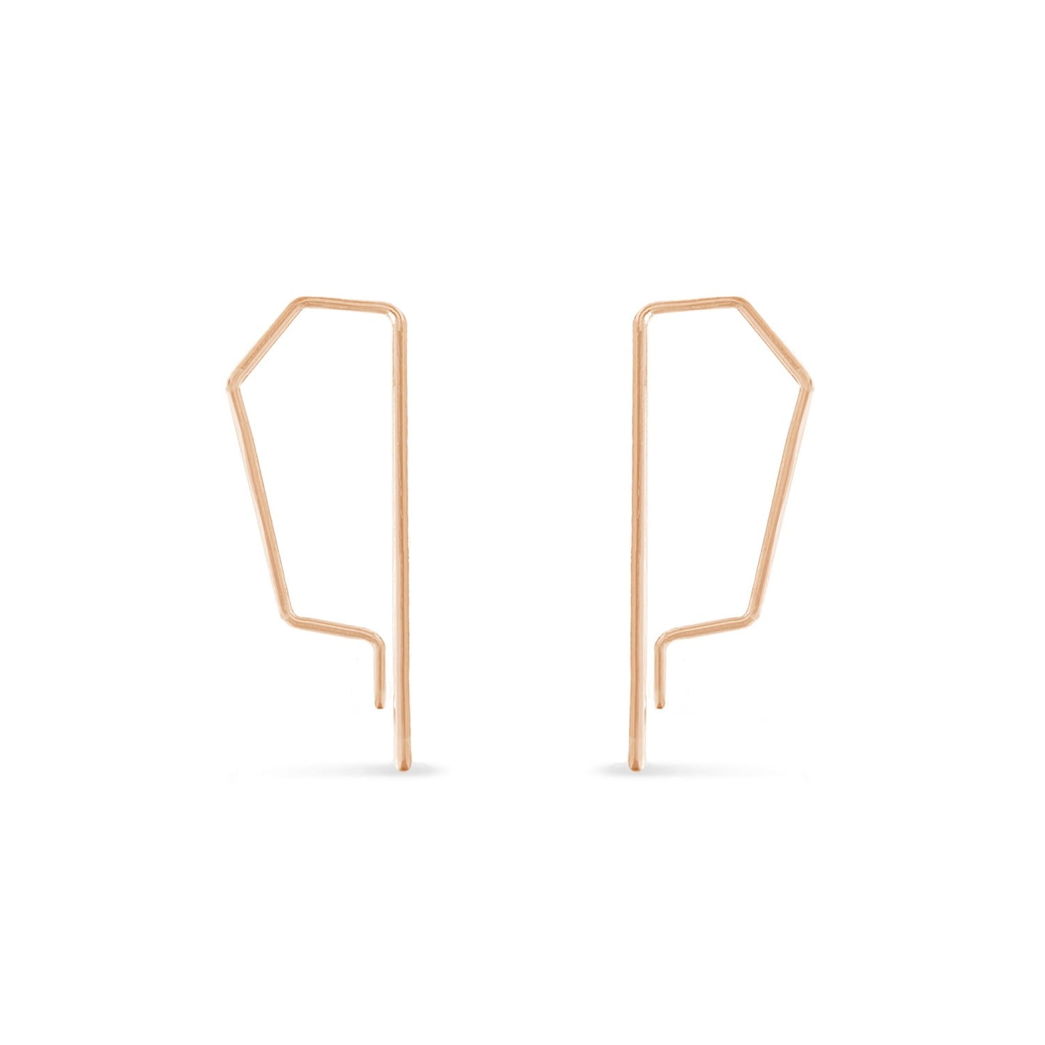 14K rose gold delicate wire hoop earrings