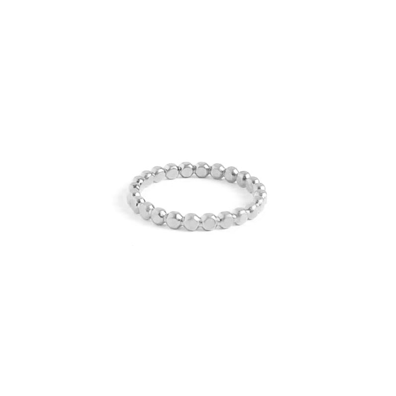 Large beaded silver stackable ring band