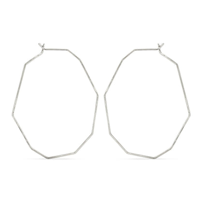 Silver contemporary wire hoop earrings