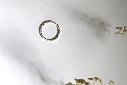 Diamond beaded ring in silver