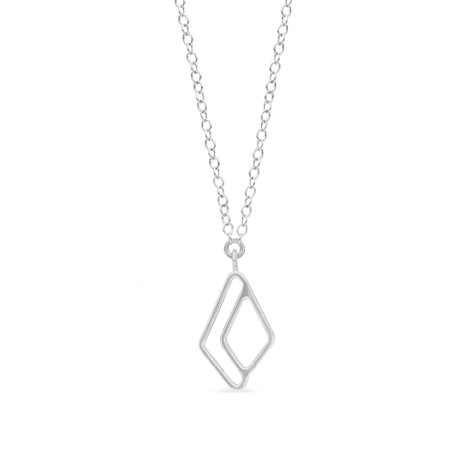 Open diamond pendant necklace in sterling silver