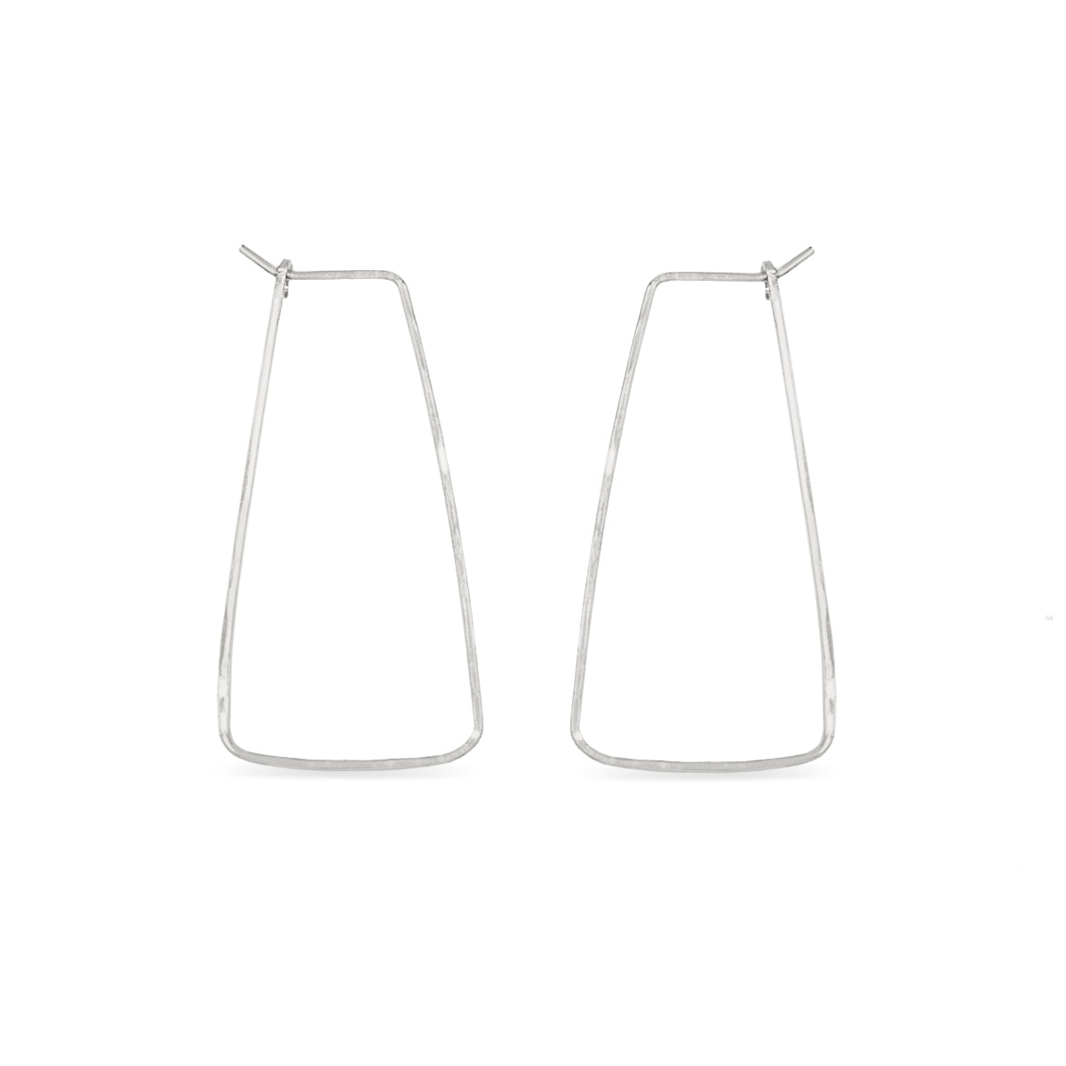 Small silver triangle wire hoops