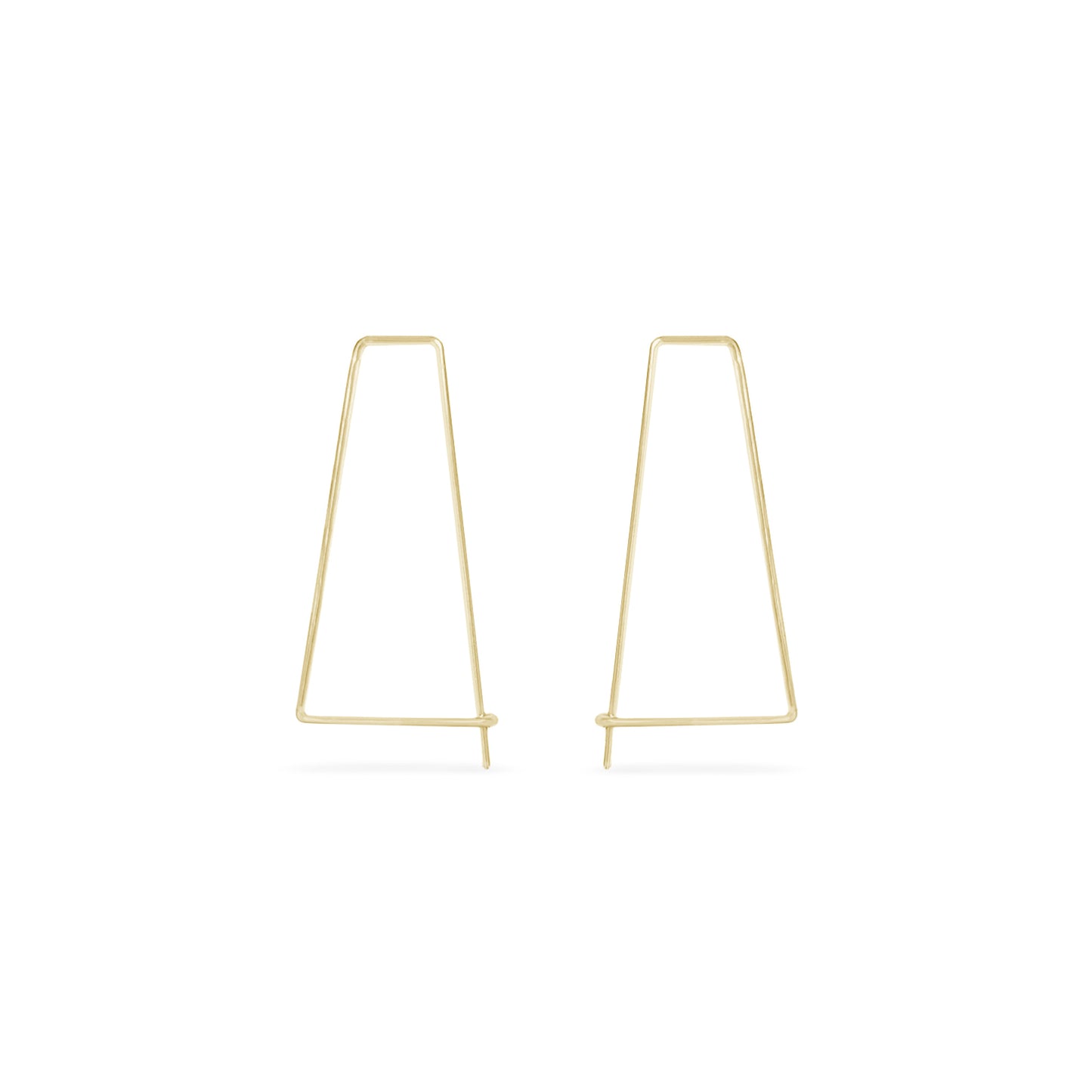Triangle hammered threader hoops in gold