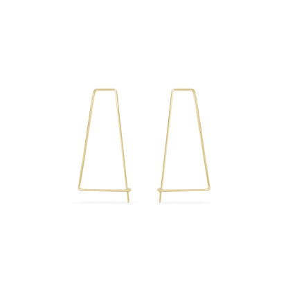 Triangle hammered threader hoops in gold