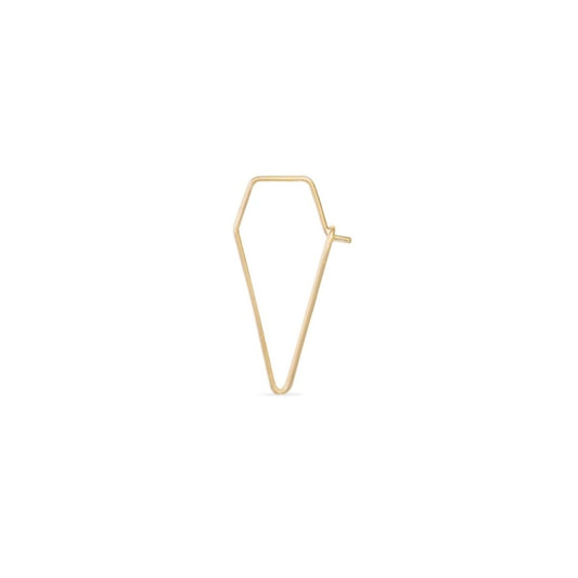 Single geometric triangle dangle wire hoop earring in gold