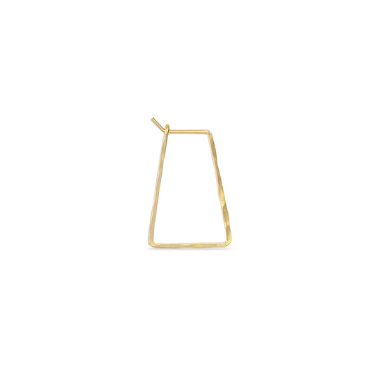 Single triangle wire hoop earring in 14K gold