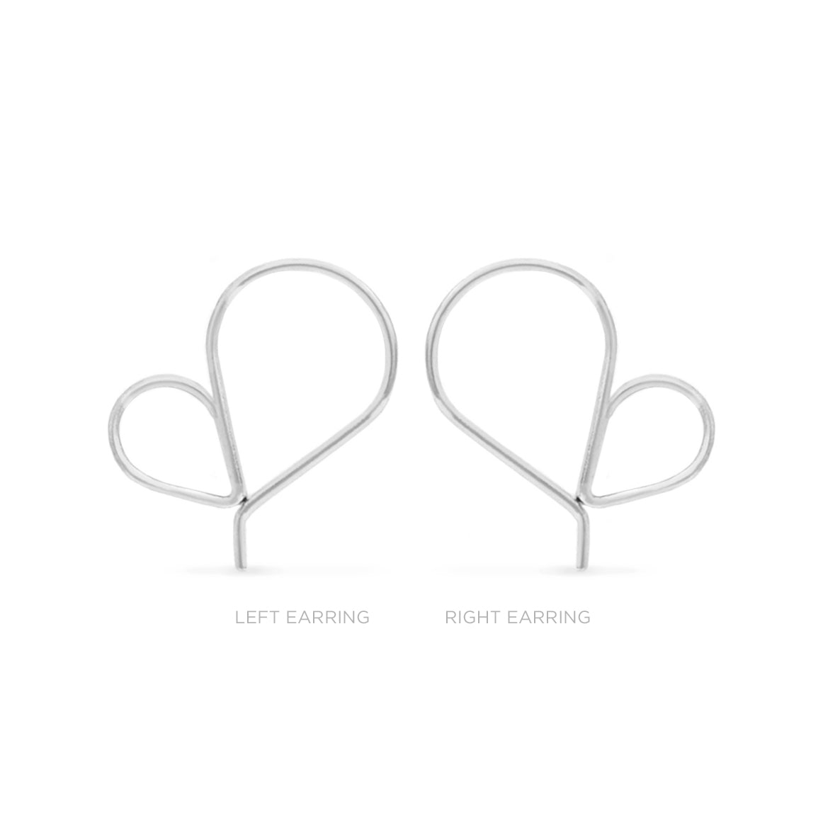 left and right heart hoop earrings