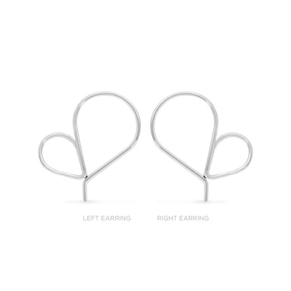 left and right heart hoop earrings