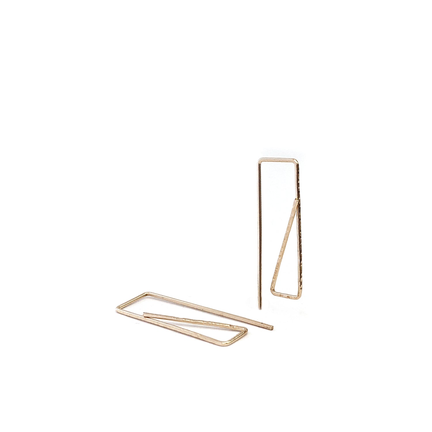 Rectangle and triangle delicate hoop earrings in rose gold