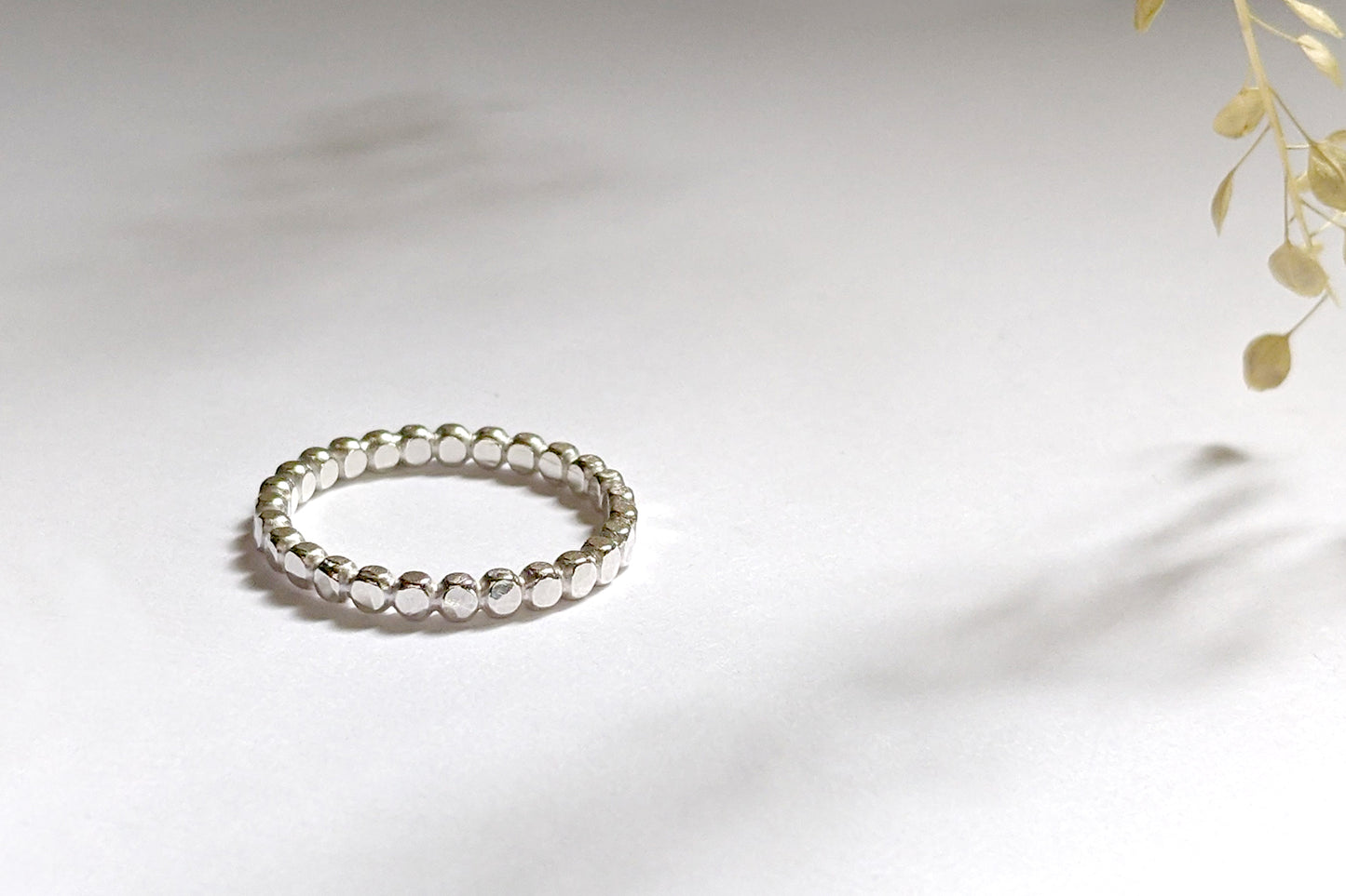 Silver Beaded Stackable Ring Band