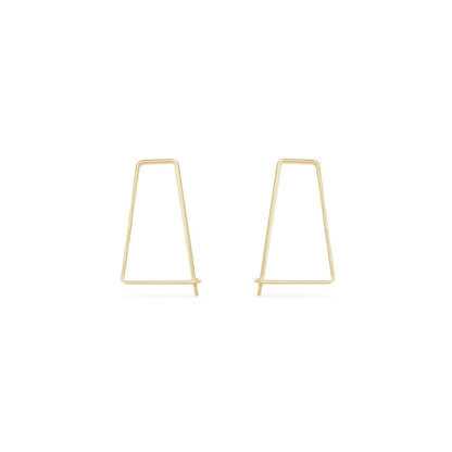 Gold triangle delicate wire hoop earrings